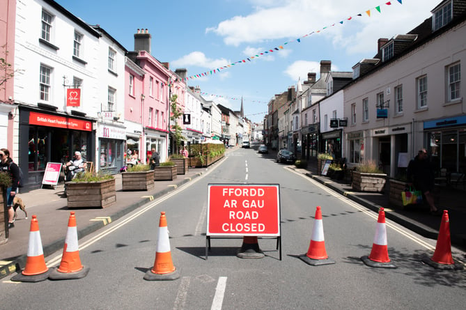 Monnow Street closed to traffic and pedestrians