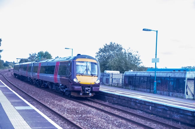A Cross County train at Lydney heading to Cardiff