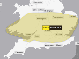 Yellow ice and snow warning issued