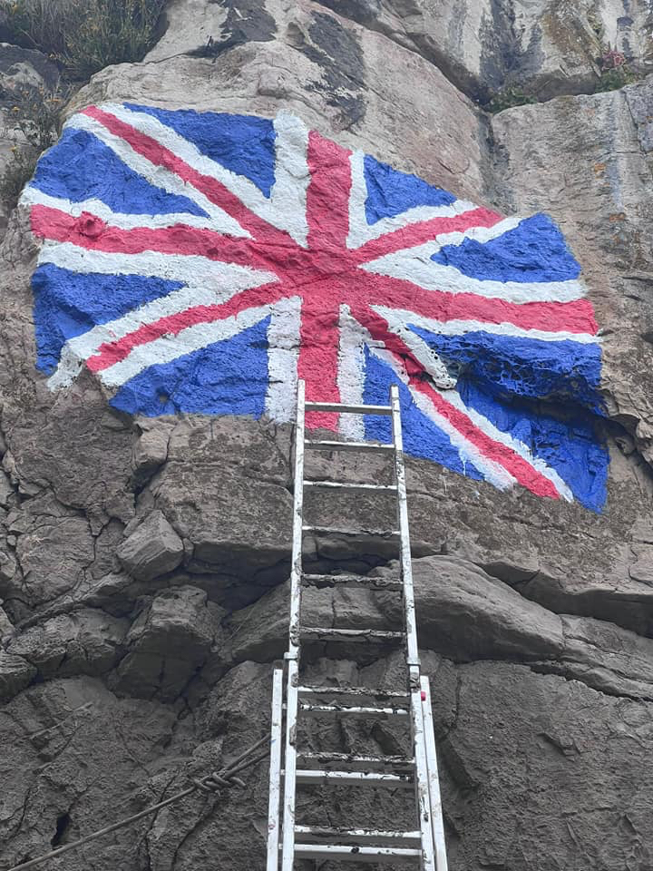 Coronation lick of paint for cliff face Union Jack