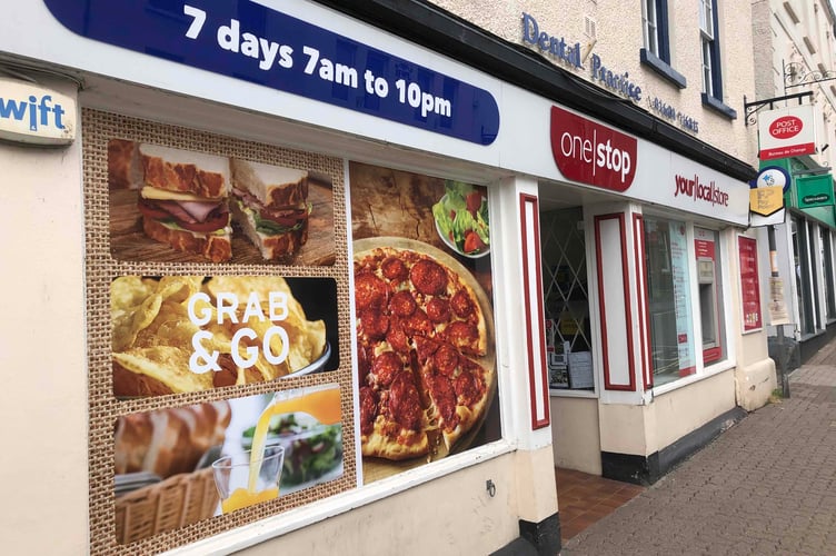 The graphic on the One Stop Shop's front window in Monmouth's high street has been slammed by town councillors