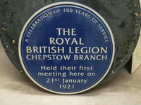 Blue plaque on pub to mark Chepstow British Legion's first meeting