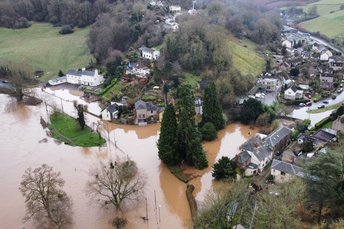 An aeriel view of flooding in the Kerne Bridge area