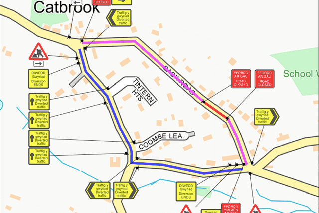 Emergency road closure at Catbrook
