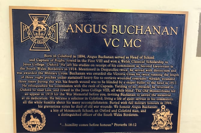 A memorial plaque at Monmouth School