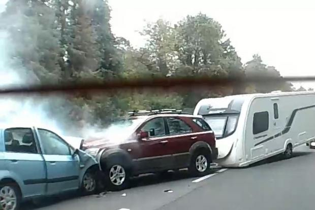 Gwent Police officer caused head-on crash while towing caravan