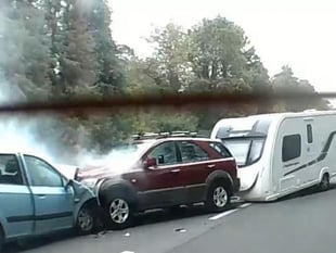 Gwent Police officer caused head-on crash while towing caravan
