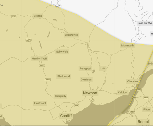 Yellow warning of rain issued for area
