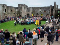 Scouts St George's Day parade at Raglan Castle