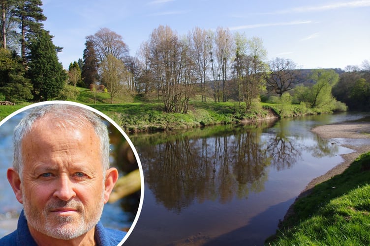 River Action UK chairman Charles Watson, and the rive Wye at Bredwardine