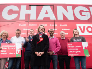 Labour's battle bus rides in to support candidate