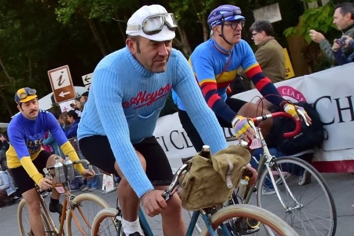 Goggles and wooly jumpers at the ready for the Chepstow Cycling Club Historic Ride