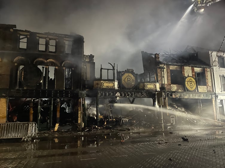 The former Richards store in Abergavenny destroyed by fire