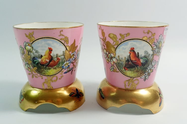 Pair of Coalport Poultry Vases