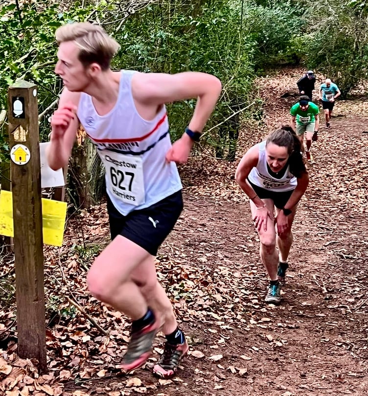 Runners toil up the Kymin Winter trail