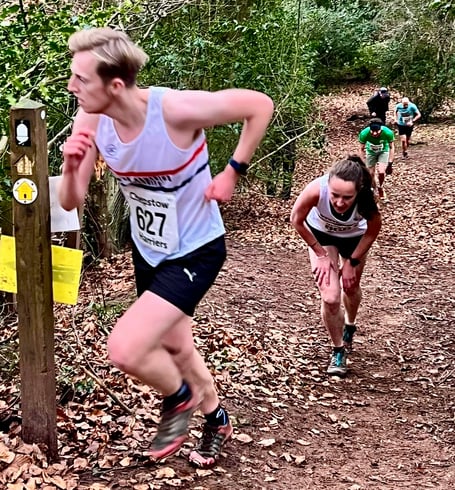 Runners toil up the Kymin Winter trail