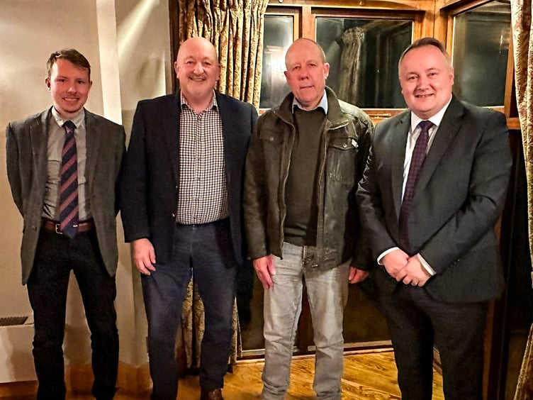 Gareth Parry (FUW Head of Policy), Peter Fox MS, Ian Rickman (FUW President), Darren Millar MS.