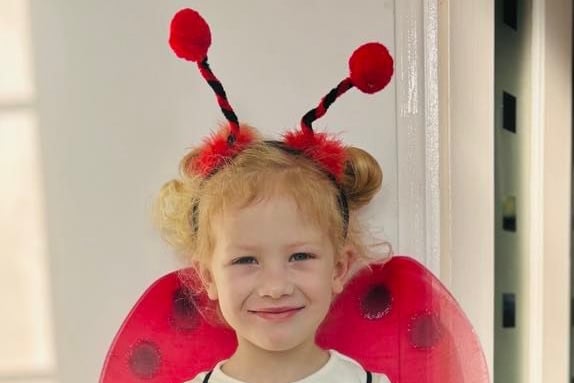 Charlotte aged five dressed up for World Book Day as a ladybird