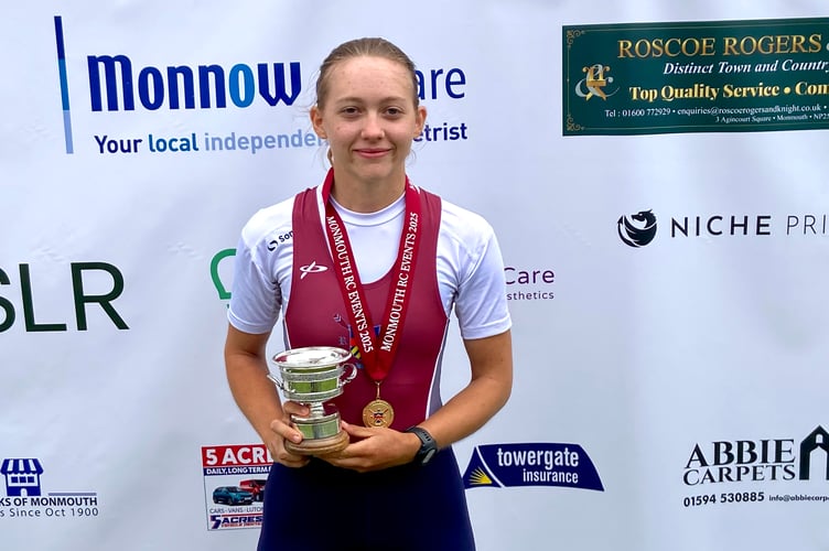 Monmouth RC's Lottie Jones with her women's singles trophy 