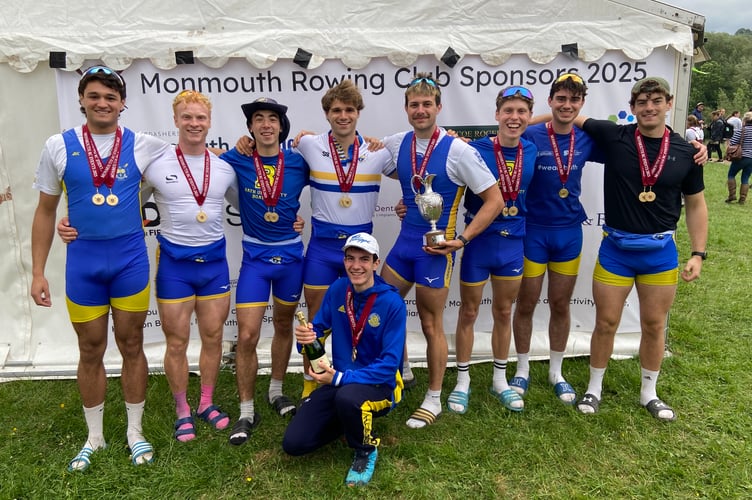 Bath University won the Blue Riband open 8s for the Phil Mathew Claret Jug at Monmouth Regatta