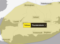 Met Office: Thunderstorms in southern England and Wales