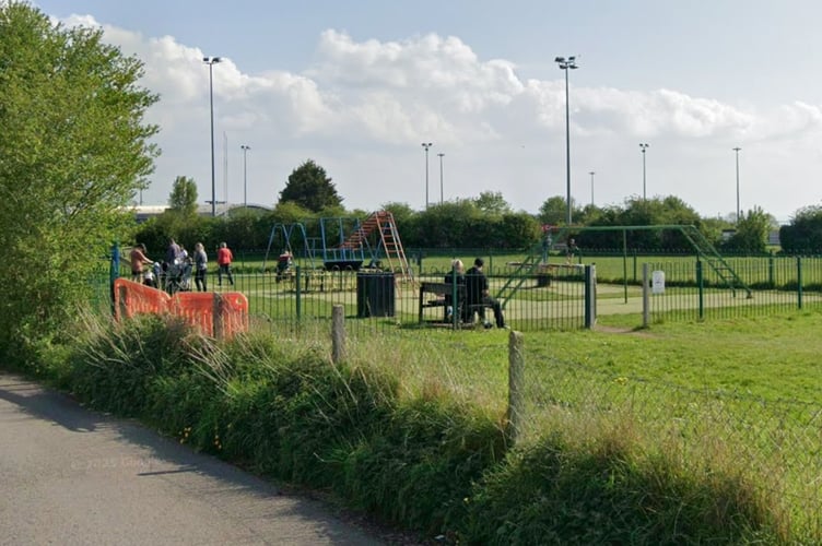 The play park at Burntbarn Road, also known as Western Avenue play park, near Chepstow Rugby Club. 