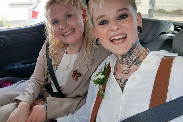 Constance, right  and Zoe, left in first same sex marriage at the Methodist