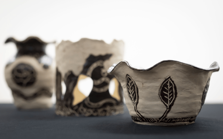 Vessels from the Embodied Vessels community workshops created with clay and slip from the River Usk (Pic by Matthew Horwood)