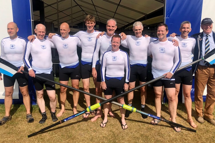 James Goodwin, centre front, with his 1995 Thames Cup-winning Imperial boat