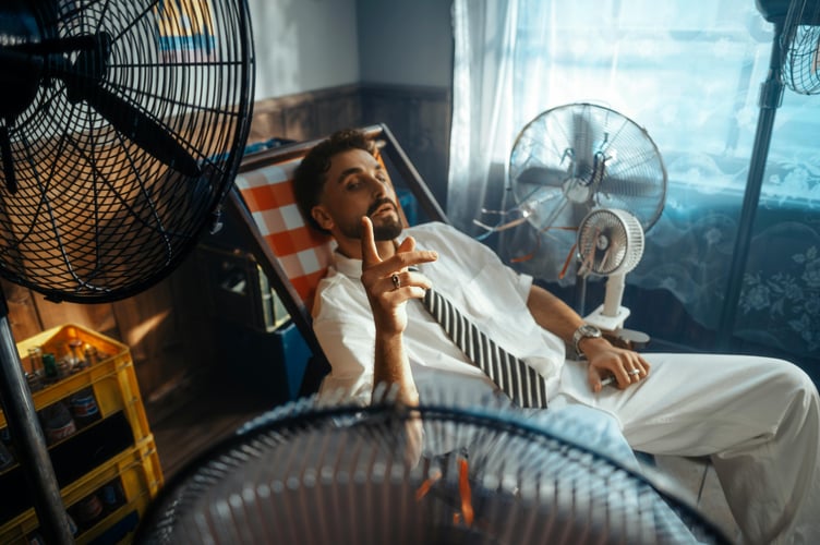 Man with fan