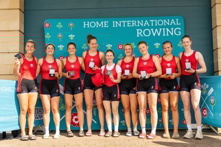 The victorious Wales women's eight with Violet Holbrow-Brooksbank second from right