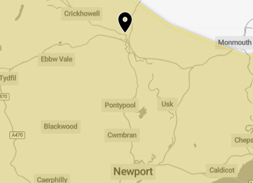 Yellow weather warning issued for Abergavenny and surrounding areas