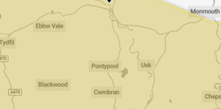 Yellow weather warning issued for Abergavenny and surrounding areas