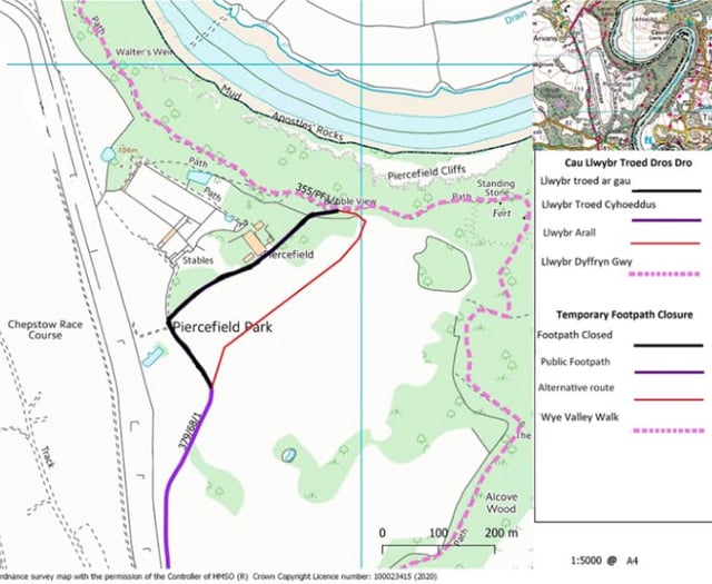 Public Notice: Chepstow temporary footpath closure