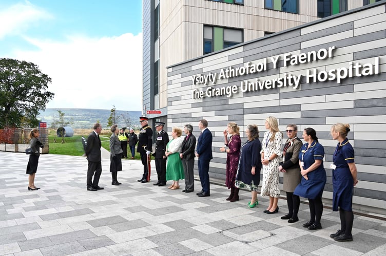 HRH The Princess Royal arriving at The Grange University Hospital