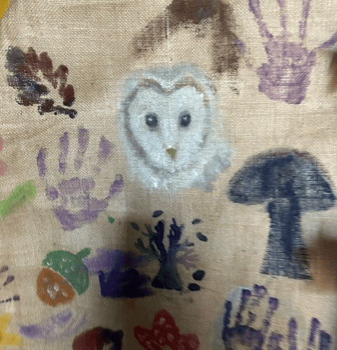 Wildlife painting on the community mural