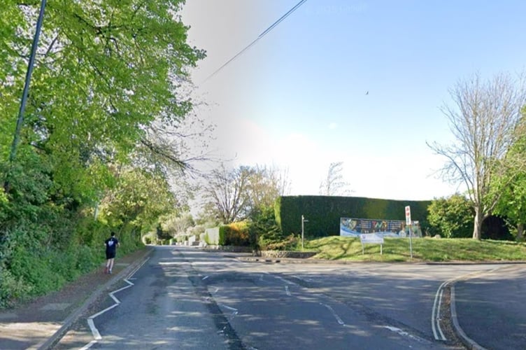 The junction of Welsh Street and entrance to Chepstow Leisure Centre. 