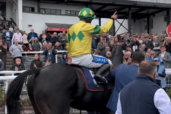 Rambo T is led in after victory in the Wasdell Group Silver Trophy.