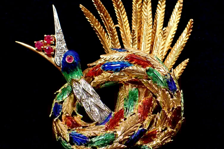 Ugo Piccini Diamond, Ruby & Enamel Brooch