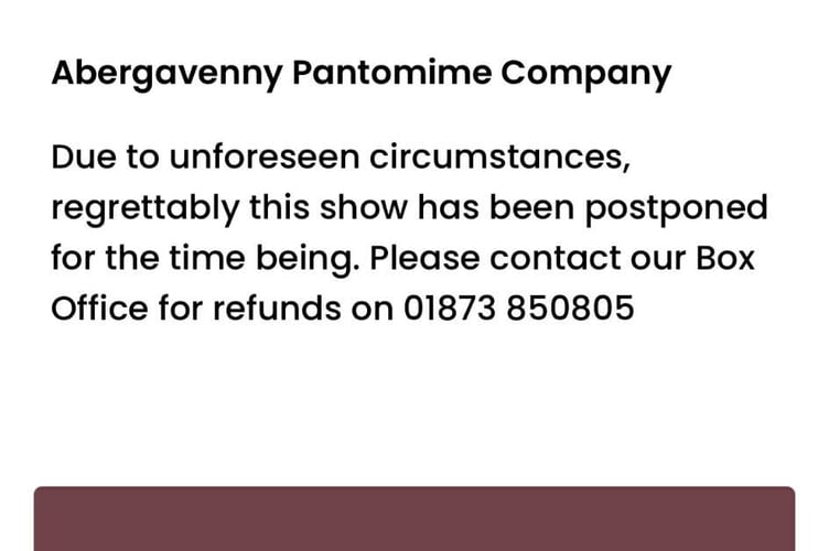 Panto postponed abergavenny