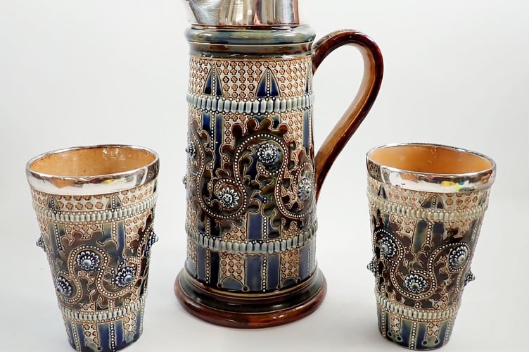 Doulton Lambeth Jug and Tumblers 