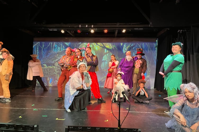 Olga ConwayAngela Power and Anwen Pugh as The Three Little Pigs with Hannah Stait as the Big Bad Wolf disguised as Grandma.