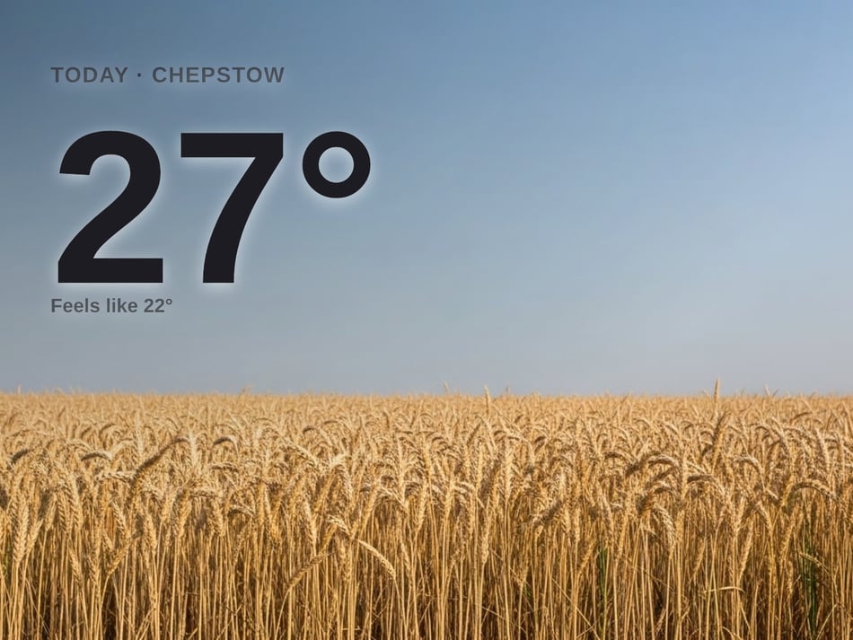 Chepstow: sunny day, high of 27°C