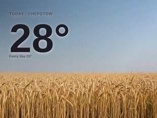 Chepstow: sunny day, high of 28°C