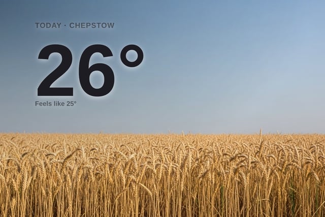 Chepstow: sunny day, high of 26°C