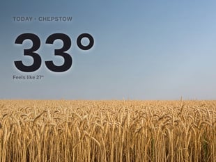 Chepstow: sunny day, high of 33°C