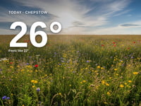 Chepstow: partly cloudy day, high of 26°C